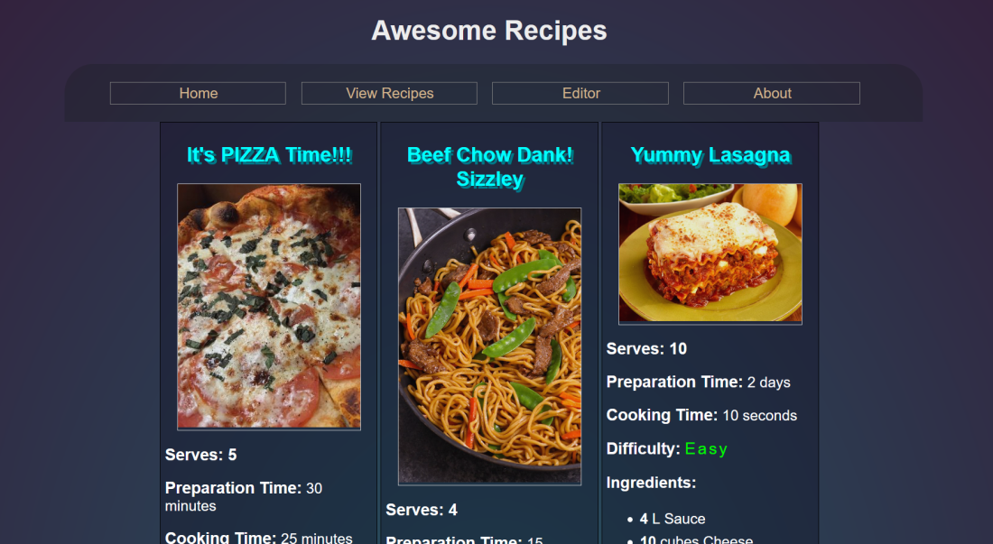 Awesome Recipes JavaScript Project